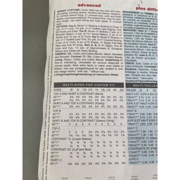 Butterick B4154 Historical Costume Sewing Pattern Sizes 18 20 22 Vintage UNCUT - Picture 4 of 7